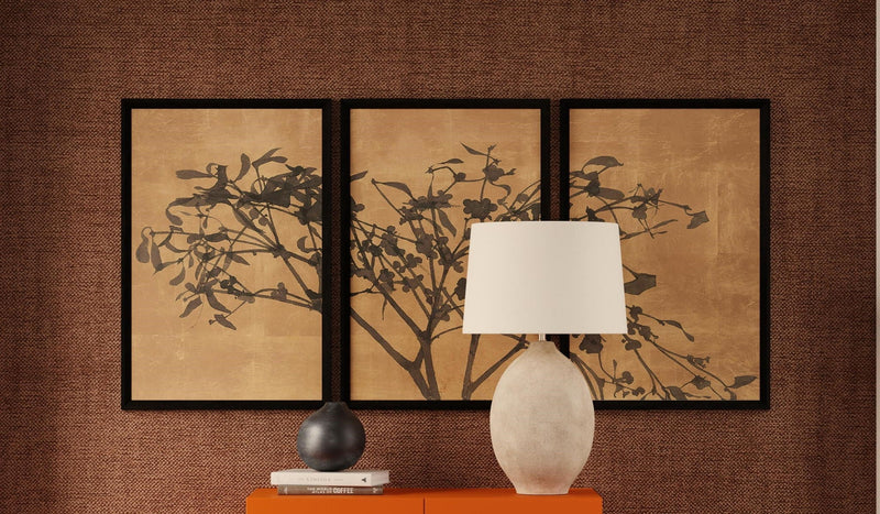 Tak Met Bloesem - Triptych Framed Print (Set of 3) - Brown / Black