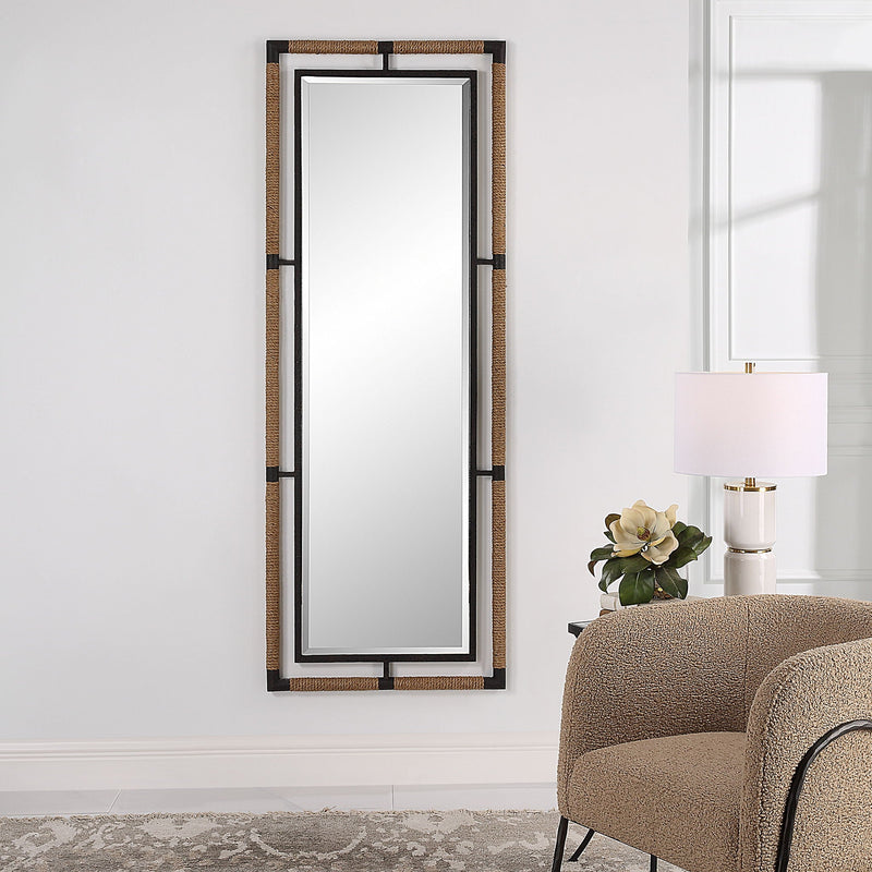Melville - Iron & Rope Tall Mirror - Light Brown