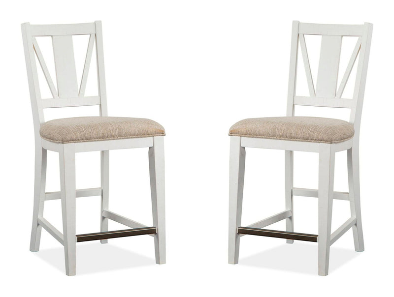 Heron Cove - Counter Chair With Upholstered Seat (Set of 2) - Chalk White