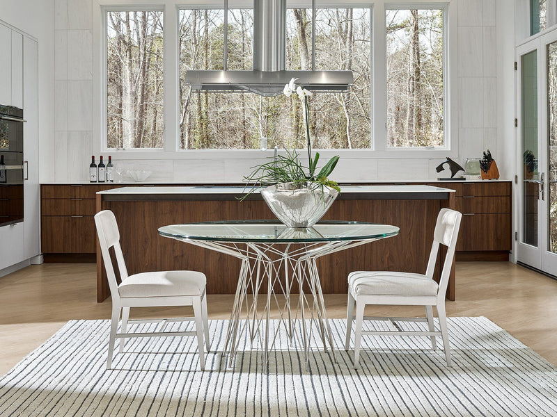 Modern Axel Round Dining Table Pearl Silver