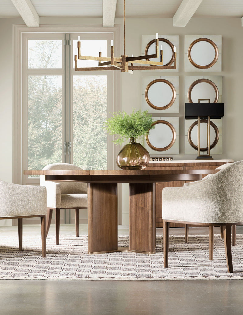Eleana - Round Dining Table With One Leaf - Medium Wood