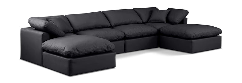 Indulge - Faux Leather 6 Piece Modular Double Chaise Sectional