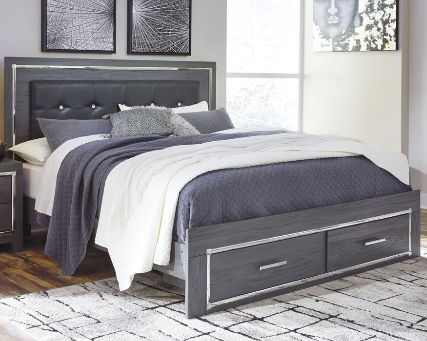 Lodanna Gray Panel Bed With 2 Storage Drawers