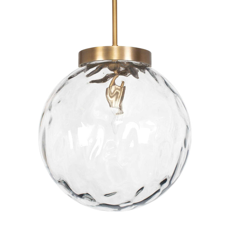 Gaia - 1 Light Watered Glass Pendant - Brass