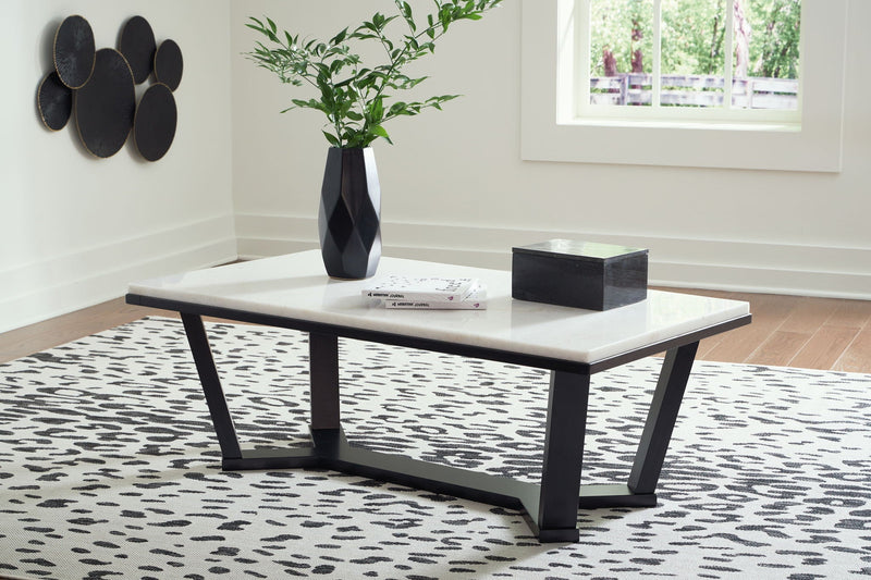 Fostead - Rectangular Cocktail Table - White / Espresso