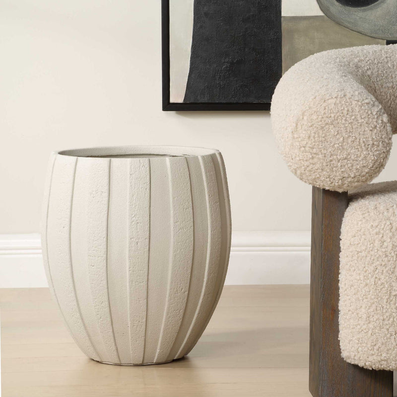 Ridgehaven - Textured Outdoor Planter - White
