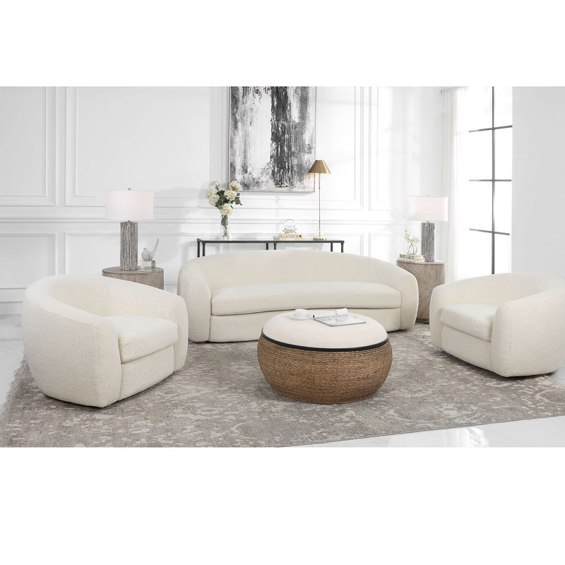Capra - Art Deco White Swivel Chair