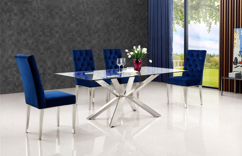 Juno - Glass Dining Table - Silver