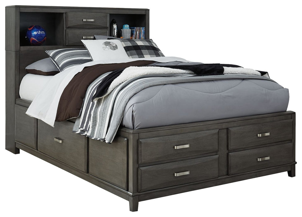 Caitbrook Gray Storage Bed With 8 Drawers - king