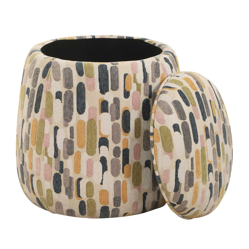 Arem - Upholstered Multi-Color Ottoman - Gray / Pink / White / Yellow