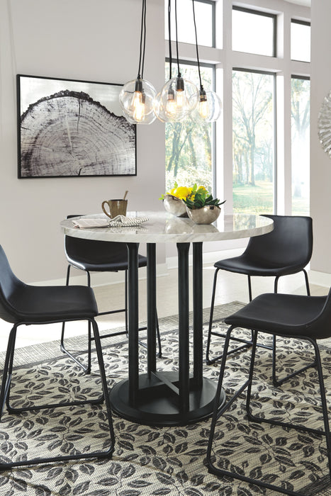 Centiar Black / Gray 5 Pc. Counter Table, 4 Upholstered Barstools