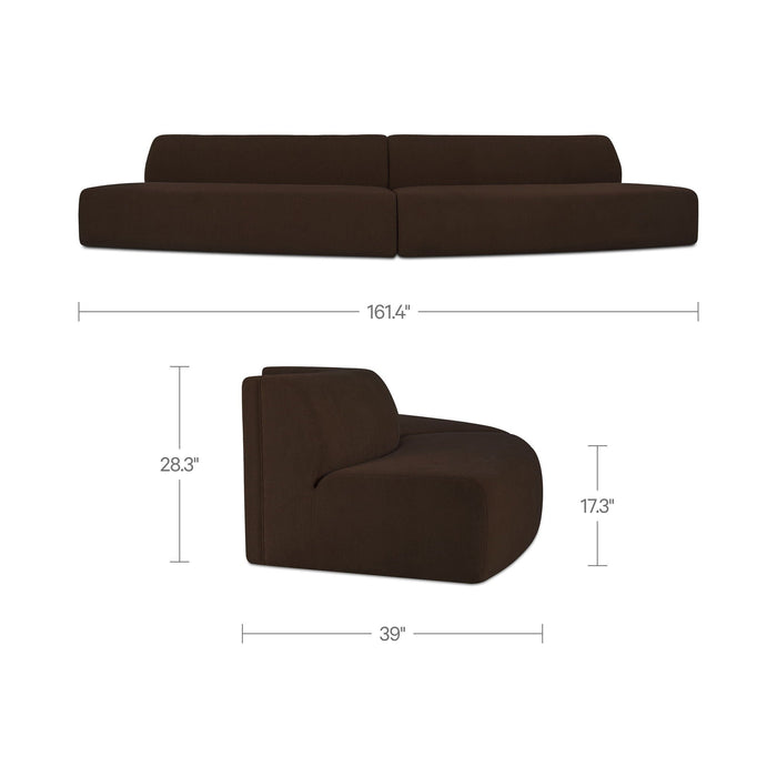 Naomi - 2 Piece Convex Modular Sectional - Dark Brown