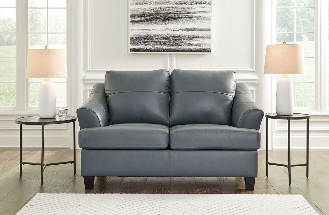 Genoa - Loveseat - Leather Match - Steel