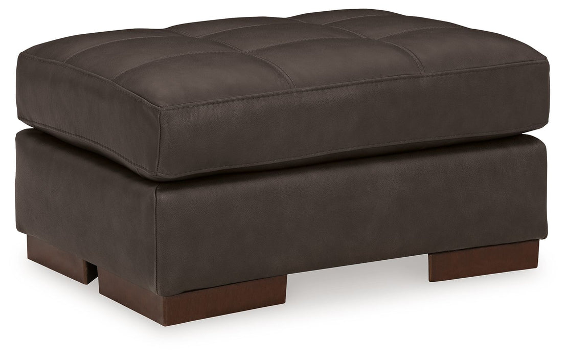 Luigi - Ottoman - Leather Match - Thunder