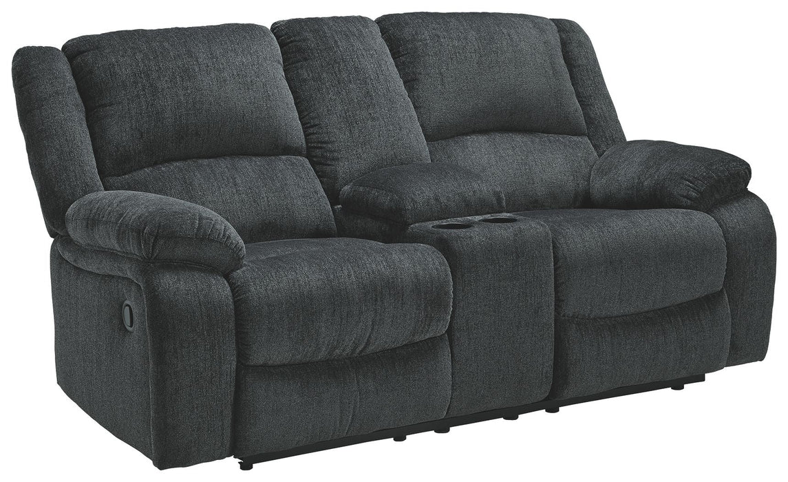 Draycoll - Dbl Reclining Loveseat W/Console - Fabric - Slate