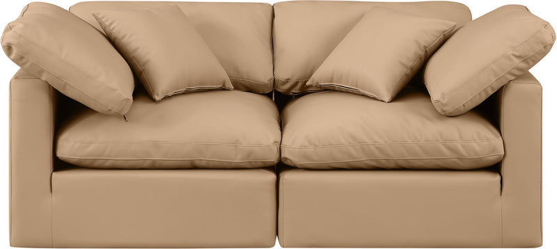 Indulge - Faux Leather 2 Piece Modular Sofa - Tan