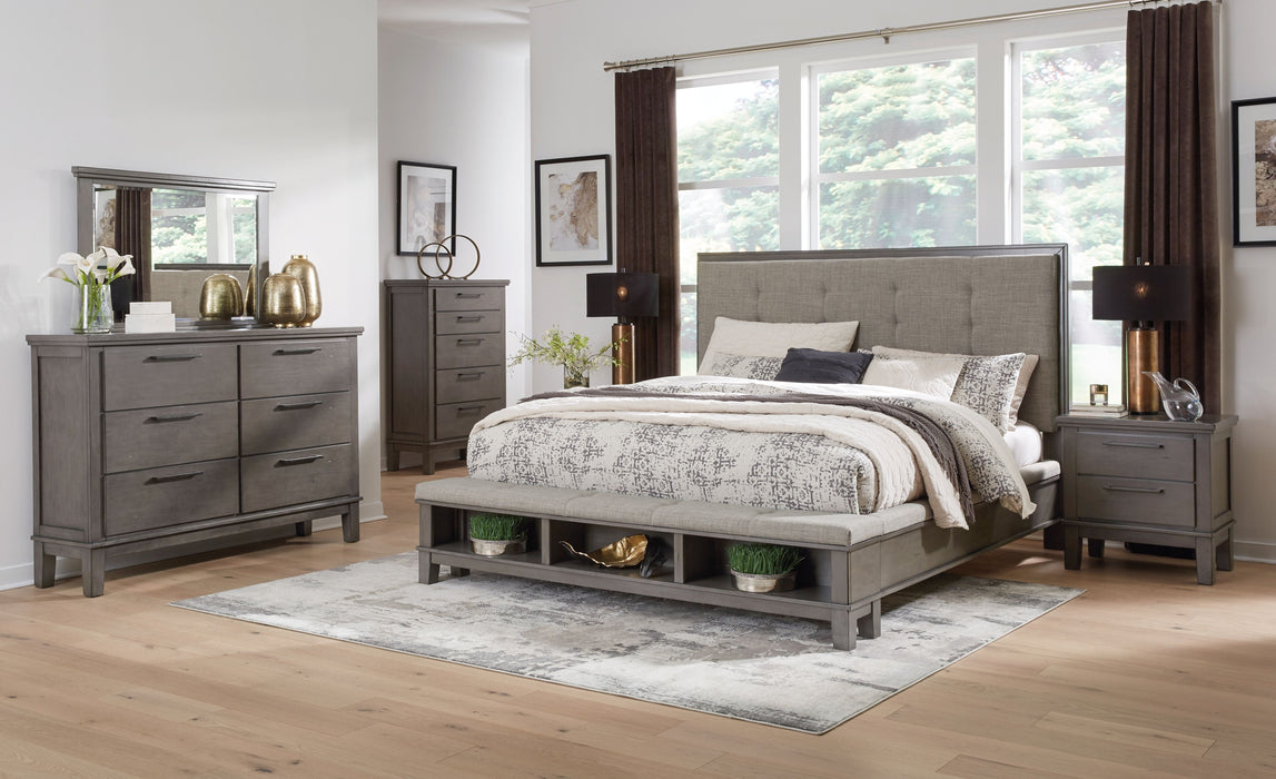 Hallanden Gray Panel Bed With Storage - Queen