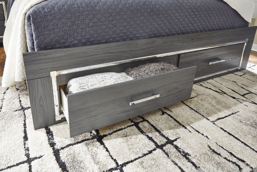 Lodanna Gray Panel Bed With 2 Storage Drawers