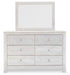 Paxberry - Dresser, Mirror - Medallion Drawer Pulls - Whitewash