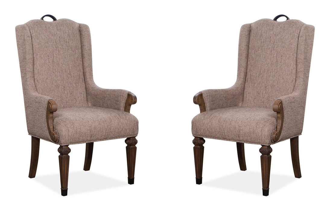 Durango - Wood Upholstered Host Arm Chair (Set of 2) - Willadeene Brown