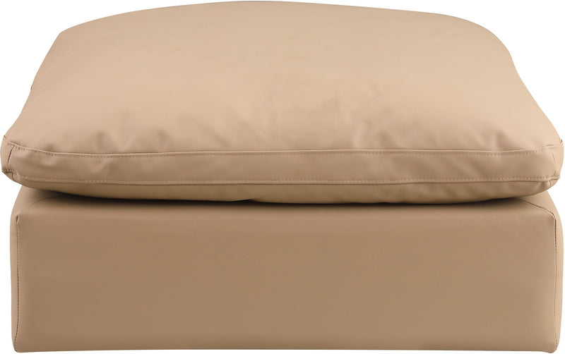 Comfy - Faux Leather Ottoman - Tan
