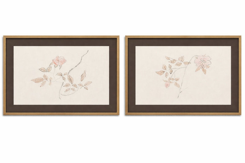 Delicate Rose Framed Print (Set of 2) - Cream