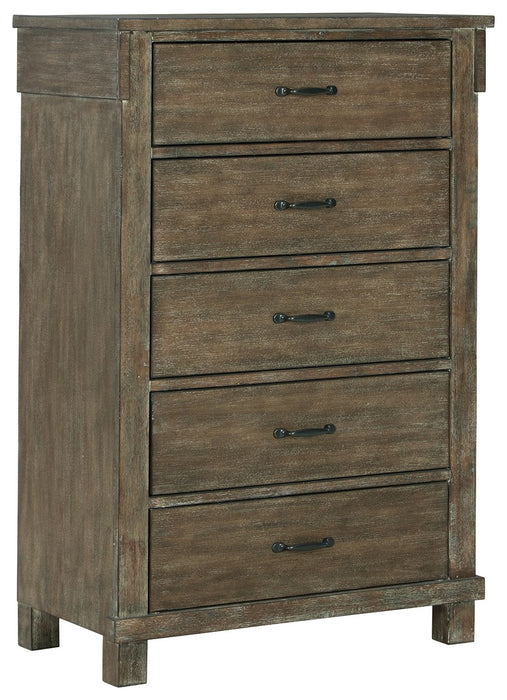 Shamryn Grayish Brown Five Drawer Chest