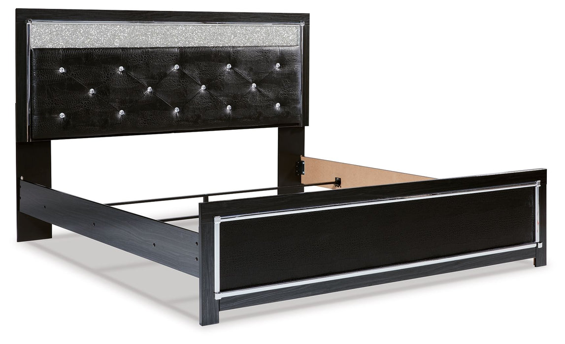 Kaydell Black Upholstered Glitter Panel Bed