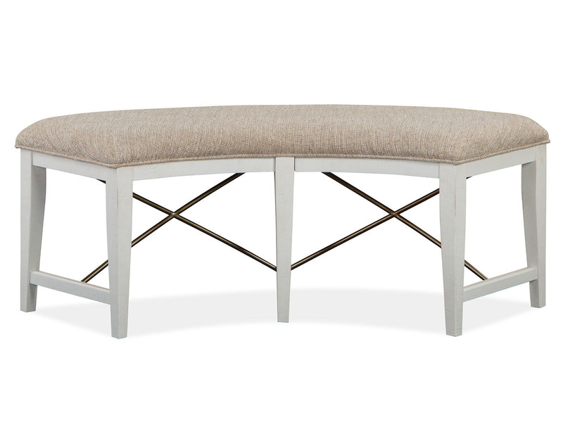 Heron Cove - Curved Bench With Upholstered Seat - Chalk White