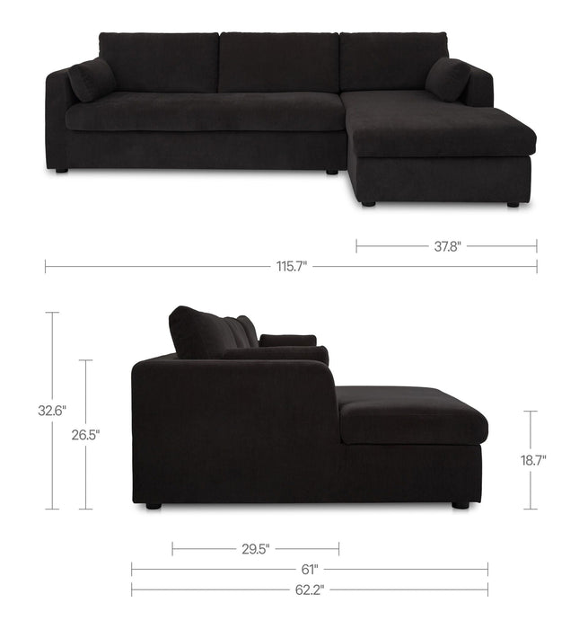 Burrow - Sleeper Sectional With Right Storage Chaise - Black