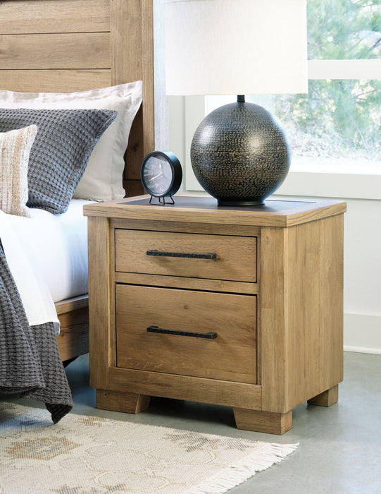 Galliden - Two Drawer Night Stand - Light Brown