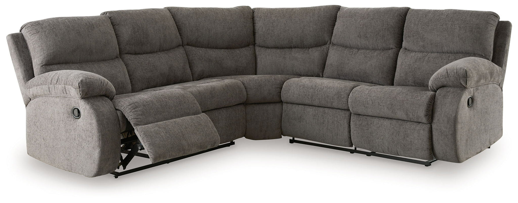 Museum - 2-Piece Reclining Sectional With Raf Reclining Loveseat - Fabric - Pewter
