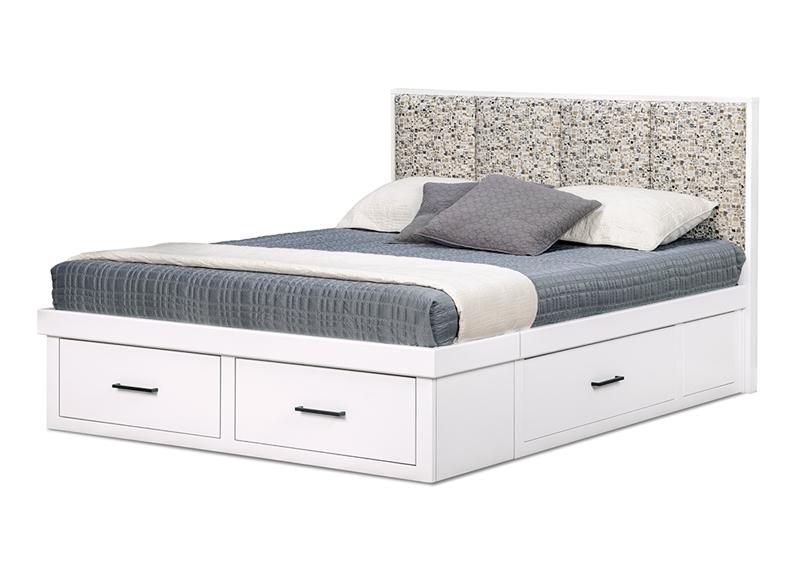 Electra 4 Drawer Condo Bed with Fabric Headboard (2 on end/1 each side)