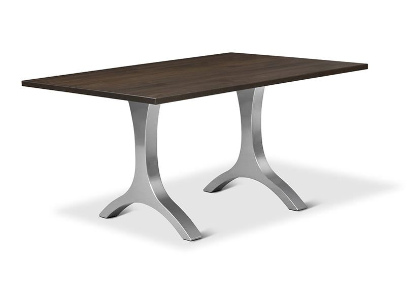 Evora Solid Top Metal Double Pedestal Dining Table Collection
