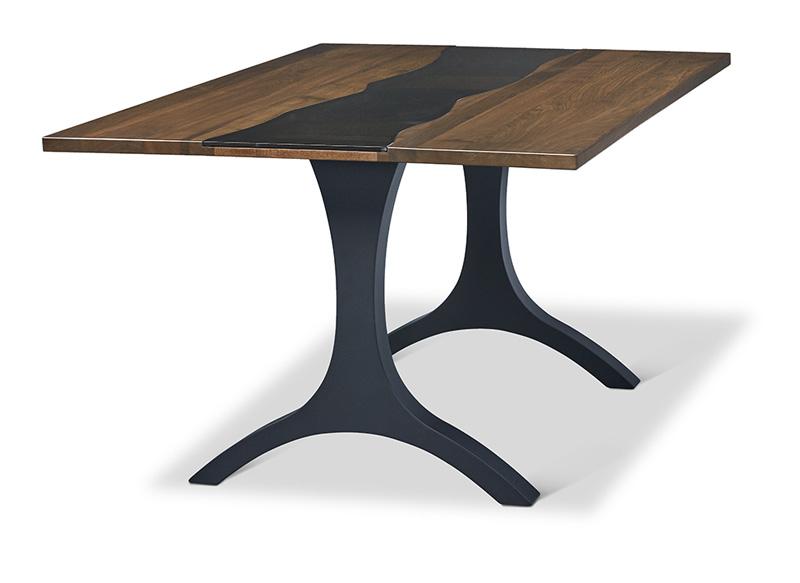 Evora Glass River Top Metal Double Pedestal Table Collection