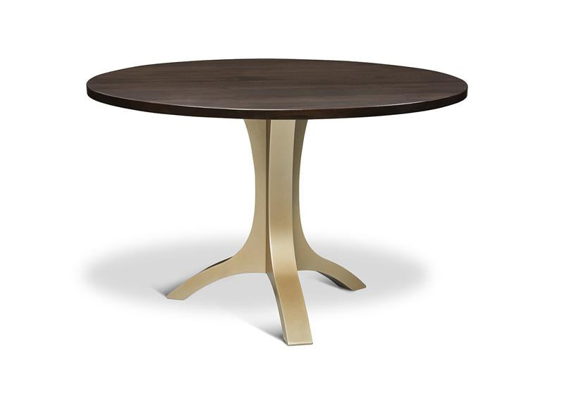 Evora Round Solid Top Metal Single Pedestal Table Collection