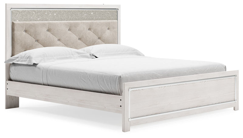 Altyra - King Panel Bed With Upholstered Headboard - White
