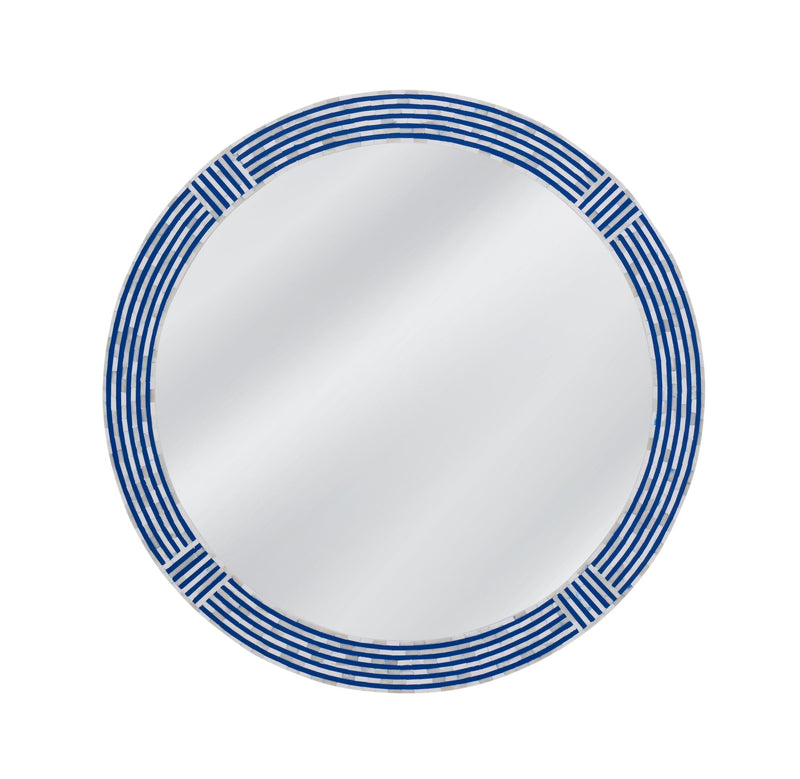 Blue Circle - Wall Mirror - Blue / Cream