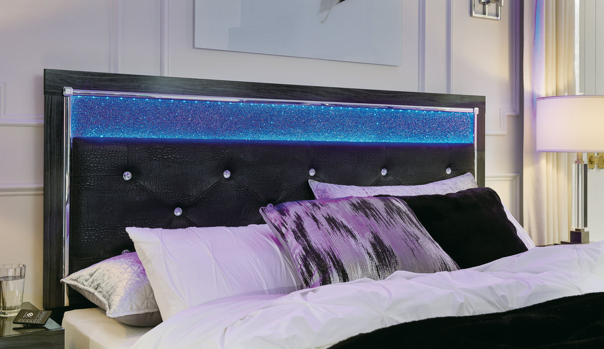 Kaydell Black Upholstered Glitter Panel Bed