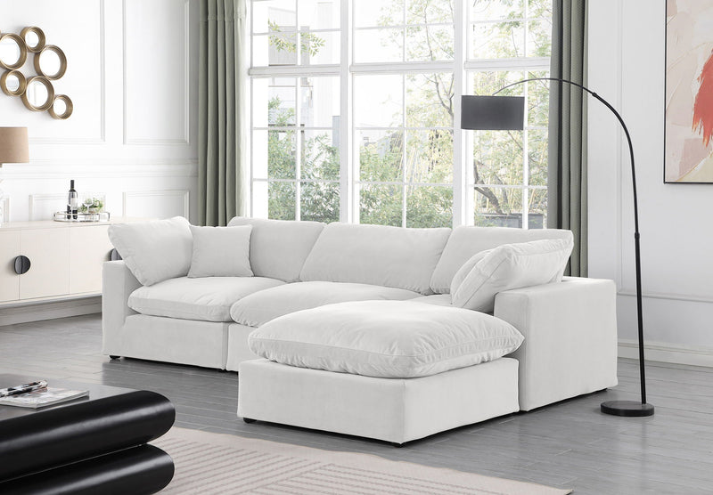 Comfy - 4 Piece Velvet Modular Sectional With Chaise - White