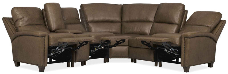 MS - Julian Six-Piece Power Reclining Sectional - Dark Brown