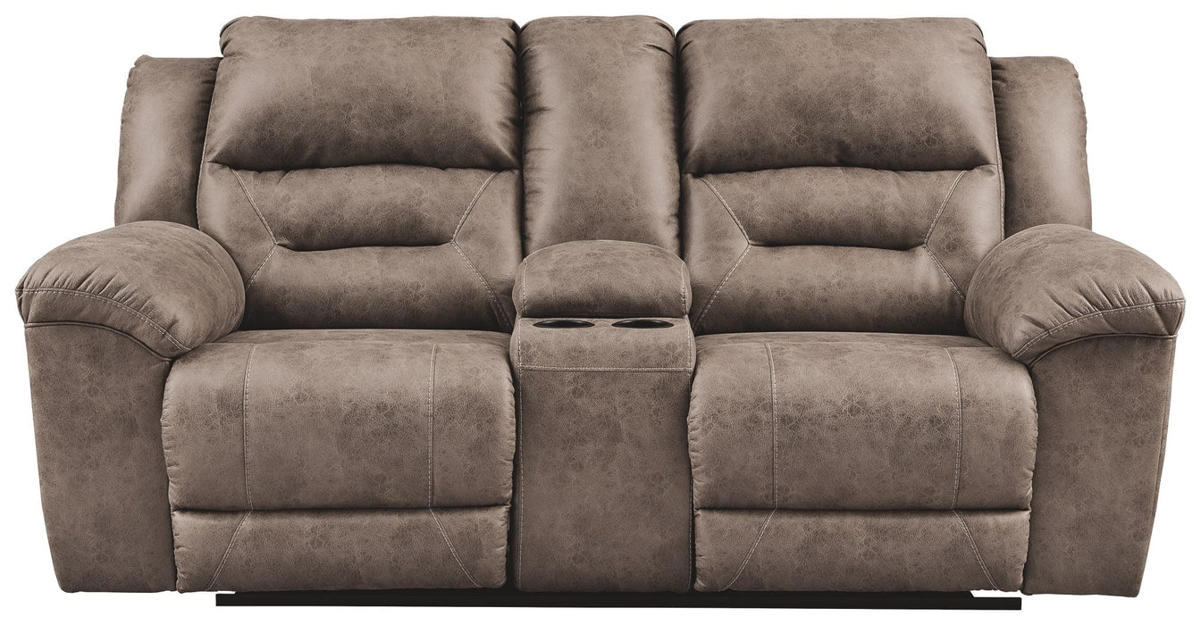 Stoneland - Dbl Reclining Loveseat W/Console - Faux Leather - Fossil