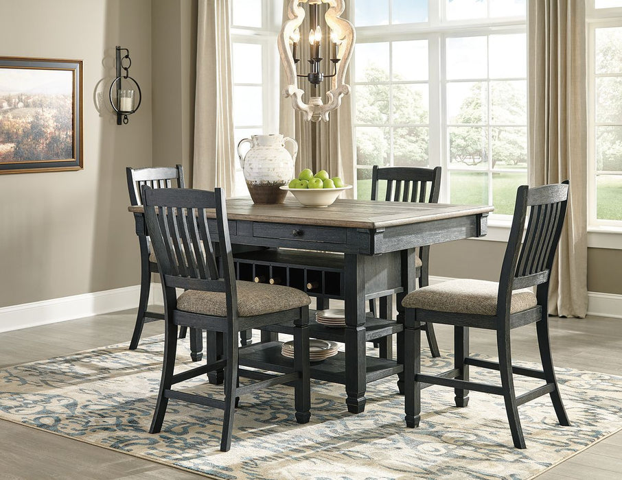 Tyler Creek Dark Gray 5 Pc. Counter Table, 4 Barstools