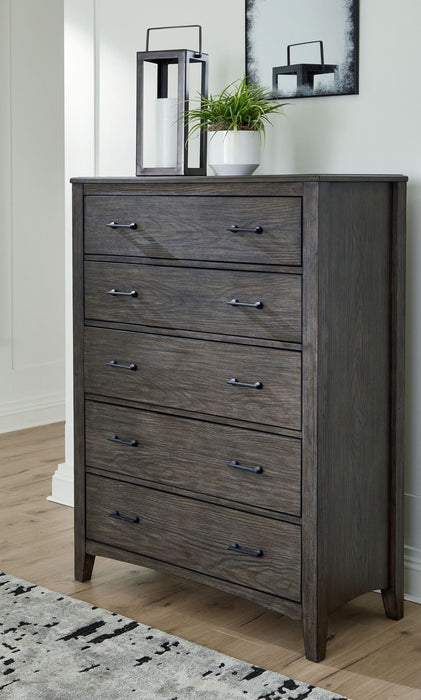 Montillan - Five Drawer Chest - Grayish Brown