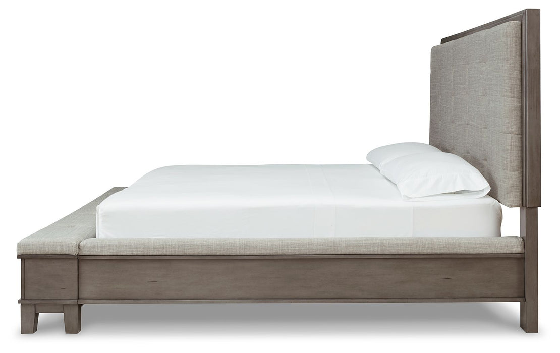 Hallanden Gray Panel Bed With Storage - Queen