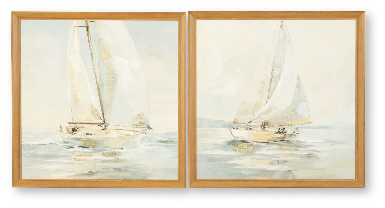Winbrook - Wall Art Set (Set of 2) - Gray / Tan / Gold Finish
