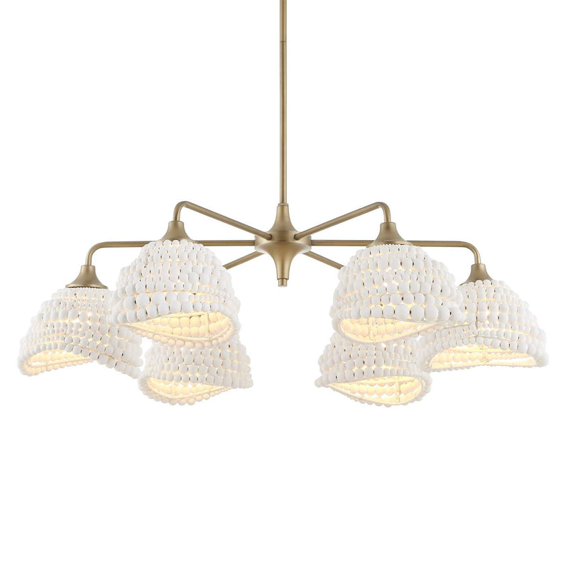 Biddeford - 6 Light Beaded Pendant - White