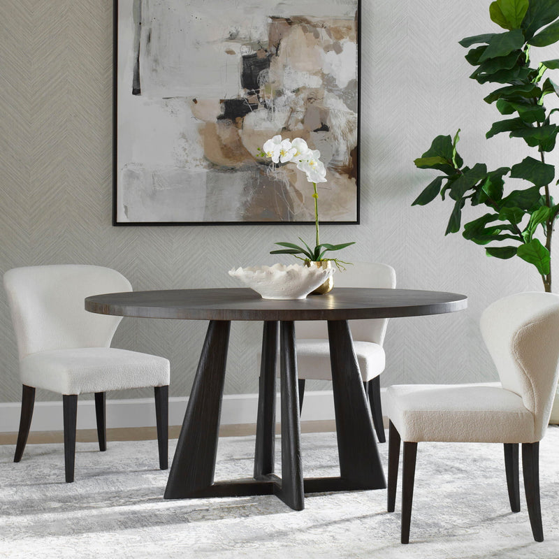Pulsar - Round Walnut Dining Table - Gray