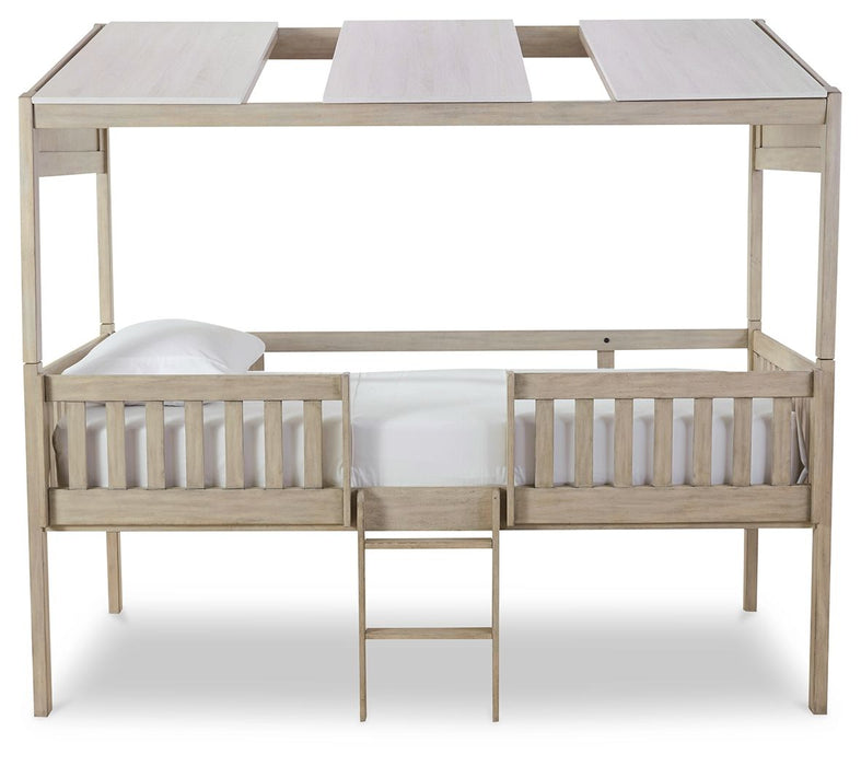 Wrenalyn White / Brown / Beige Twin Loft Bed With Roof Panels