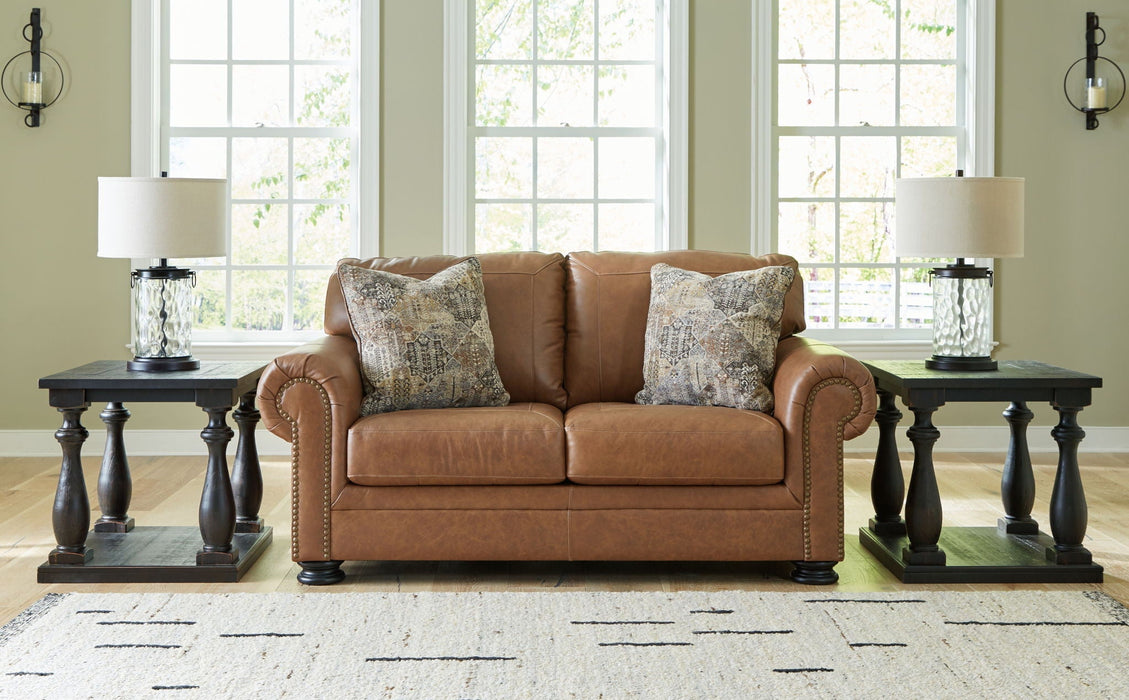 Carianna Leather Loveseat - Caramel